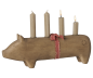 Preview: Holzschwein *4 Kerzen* natur groß