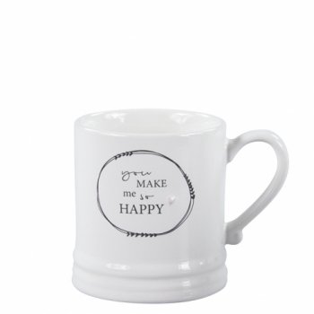 Mug white small *You make me so happy* black