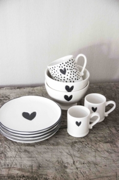 Mug white small *Heart u. Dots* black