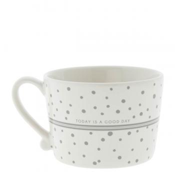 Mug White *Dots / Smile* grey