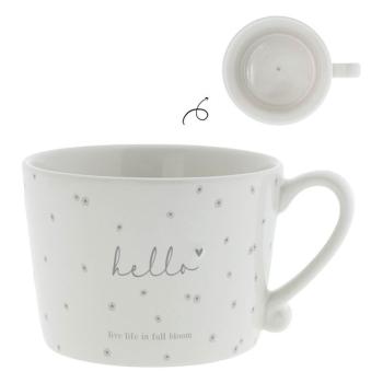 Mug white *Hello-Live life in full bloom* grey