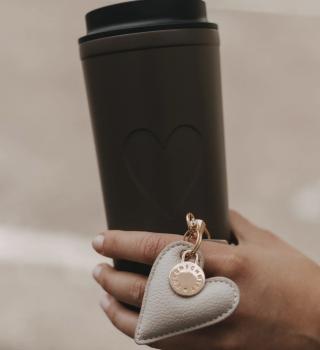Schlüsselanhänger *Herz* grau-beige