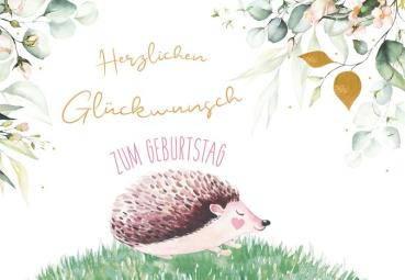 Doppelkarte *Herzlichen Glückwunsch-Igel*