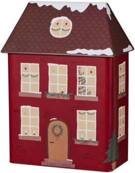 Gebäckdose *Weihnachtshaus* rot
