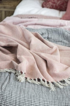 Plaid-Decke *creme-faded rose* Streifen