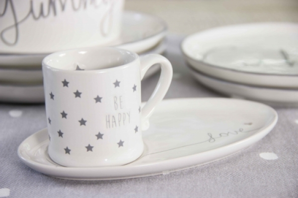 Espresso Tasse *Be happy-stars* grey