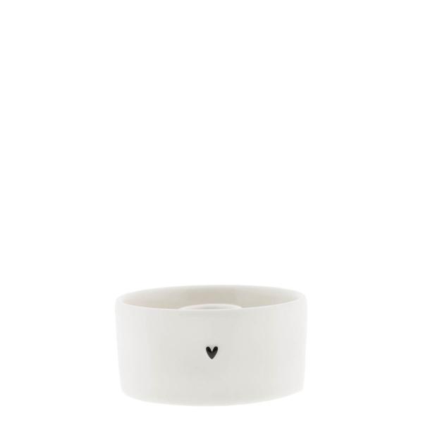 Kerzenhalter white *Heart* black rund