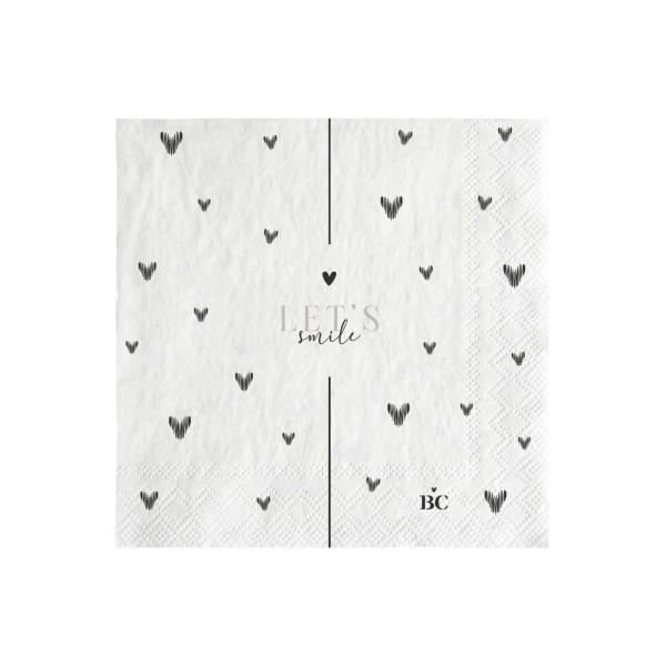 Papierservietten *Hearts-Smile* black small