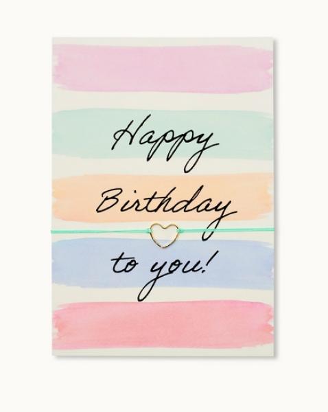 Armband m. Karte *Happy Birthday to you-Herz* mint