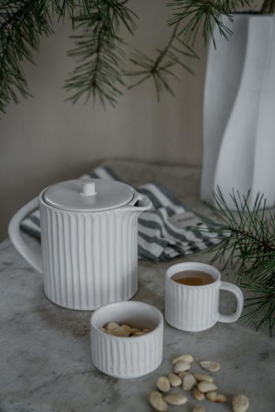 Glögg Tasse *geriffelt* naturweiß