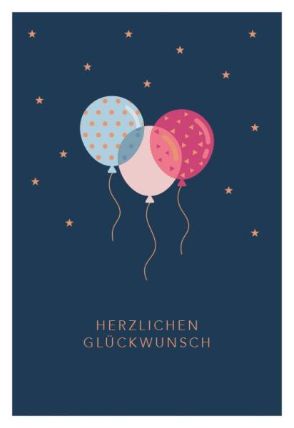 Postkarte *Luftballons* kupfergold