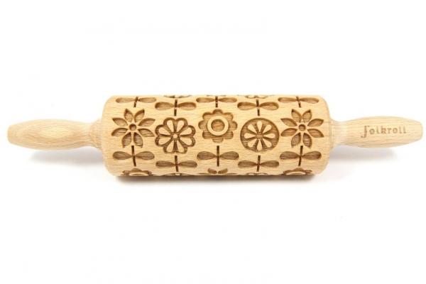 Nudelholz graviert *Skandinavische Blumen* klein