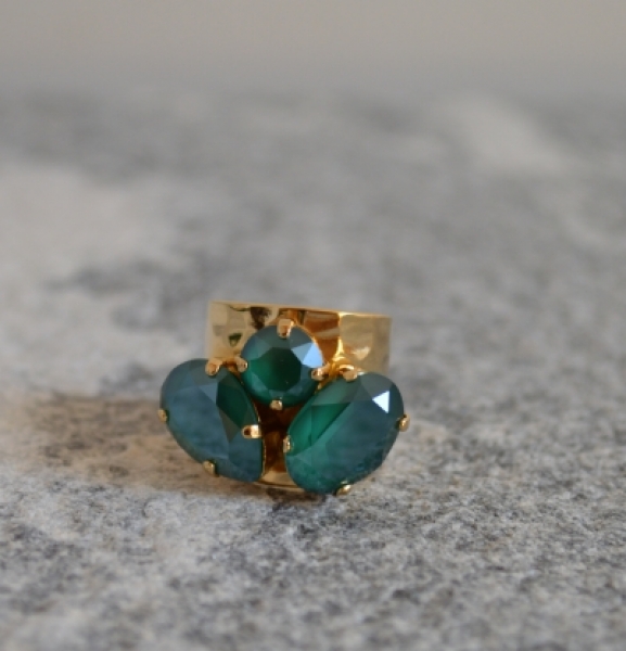 Ring *3er* gold-emeraldgrün