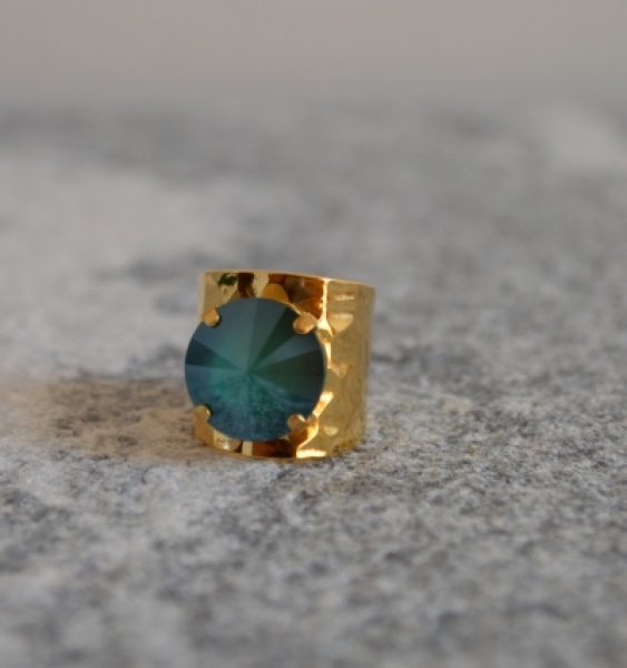 Ring *rund* gold-emeraldgrün