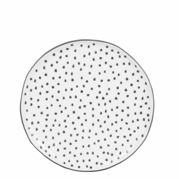 Teller-Dessertplate white *Dots black*