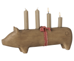 Holzschwein *4 Kerzen* natur groß